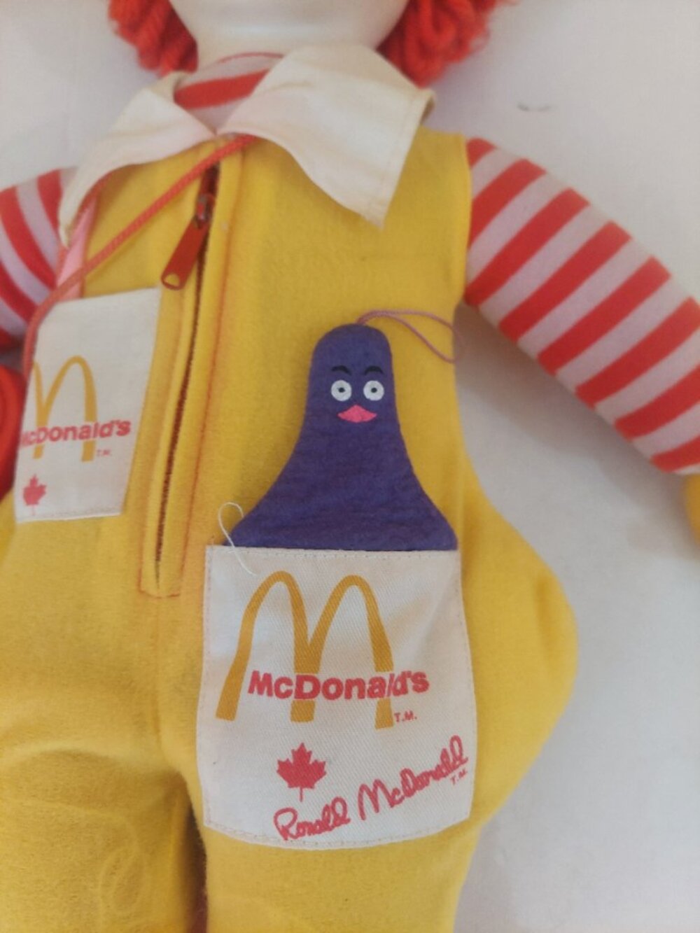 McDonald's Vintage 1978 Ronald McDonald Clown Plush Toy Doll Made in Canada - Picture 3 of 11
